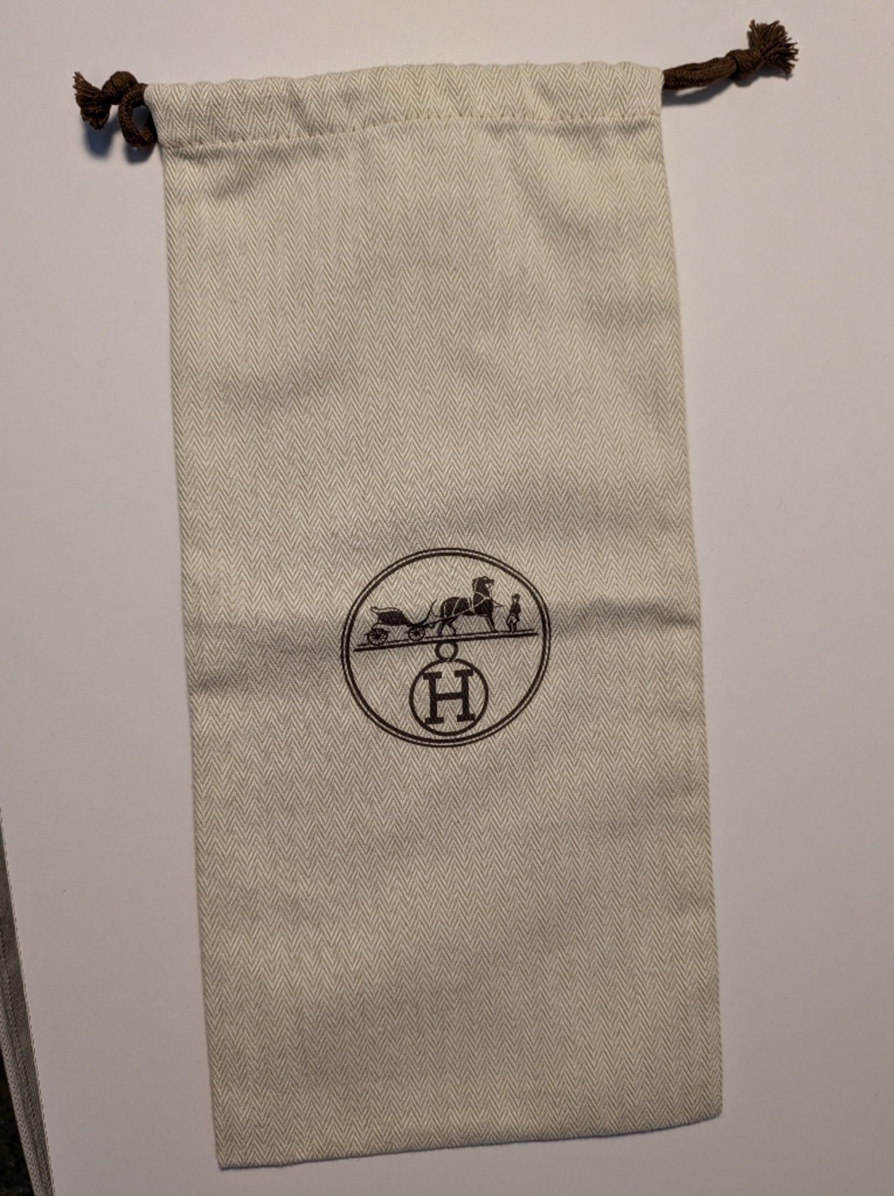 Authentic Hermès Herringbone Canvas Dust Bag | Drawstring Luxury Bag Sleeper
